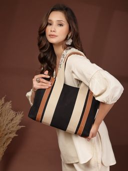 Anekaant - Sutra Soil Black Canvas Colorblocked Handheld Bag