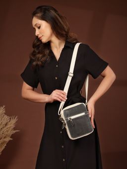 Anekaant - Timber And Thread Off White Cotton Solid Sling Bag