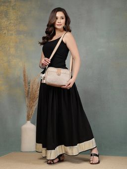 Anekaant - Earth Edit Beige Jacquard Geometric Sling Bag