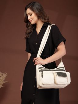 Anekaant - Timber And Thread Off White Cotton Multipocket Sling Bag
