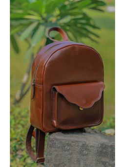 Celtic - Genuine Leather Mini Backpack For Women -Brown