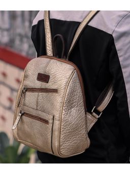 Celtic - Vintage Brown Leather Mini Backpack -Gold