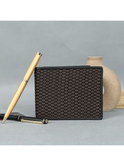 Celtic - Webbing Genuine Leather Bi-Fold Wallet - Brown-Brown