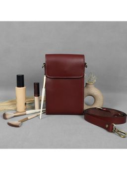 Celtic - Genuine Leather Crossbody Phone Bag -Brown