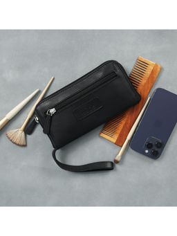 Celtic - Genuine Leather Zip-Around Pouch -Black