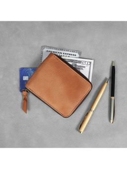 Celtic - Genuine Leather Zip-Around Compact Wallet - Beige-Beige