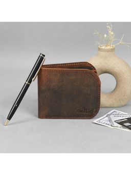Celtic - Genuine Leather Slim Bi-Fold Wallet-Brown
