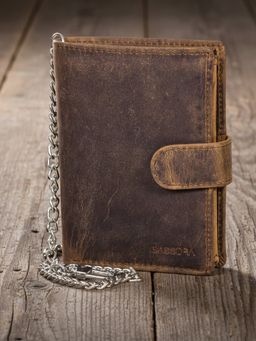 Sassora - Genuine Leather Rfid Blocking Biker Wallet-Brown (Large)