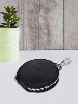 Sassora - Black Round Compact Case For Earphones, Jewelry And Coin Pouch (Small)