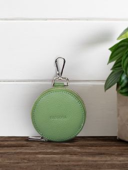 Sassora - Green Round Compact Case For Earphones, Jewelry And Coin Pouch (Small)