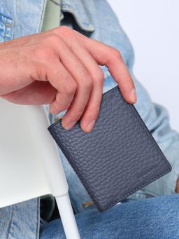 Sassora - Genuine Leather Rfid Blocking Magnetic Wallet-Navy Blue (Small)