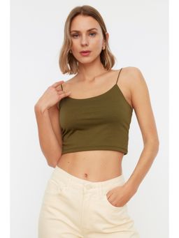 Trendyol - Womens Green Solid/plain Crop Top