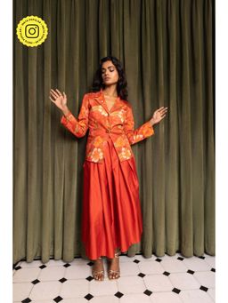Sage By Mala - Autumn Orange Blazer with Skirt (Set of 2)