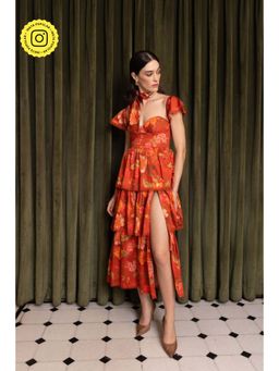 Sage By Mala - Saffron Bloom Dress with Tie (Set of 2)