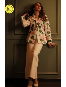 Sage By Mala - Blossom Charm White Blazer with Pant (Set of 2)