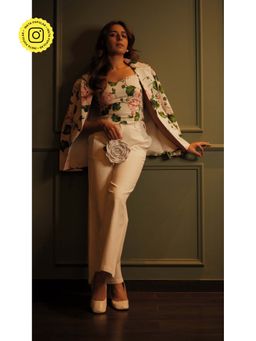 Sage By Mala - Blossom Charm White Blazer with Pant and Top (Set of 3)