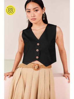 Sage By Mala - Orabella Black Solid Waistcoat