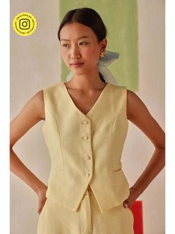 Sage By Mala - Juno Yellow Solid Waistcoat