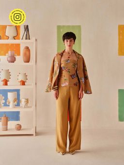 Sage By Mala - Brown Papillon Floral Printed Blazer