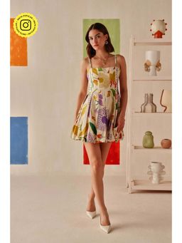 Sage By Mala - Cream Floral Printed Bailee Dress