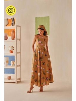 Sage By Mala - Brown Floral Printed Aurelia Dress