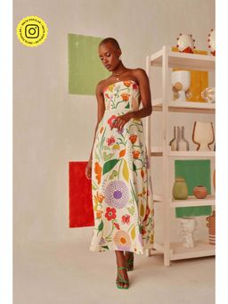 Sage By Mala - Cream Floral Printed Ziva Dress