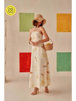 Sage By Mala - Cream Floral Printed Lyra Dress