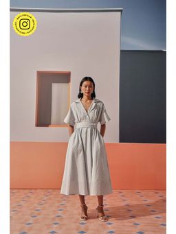 Sage By Mala - Blue Shore Midi Dress with Belt