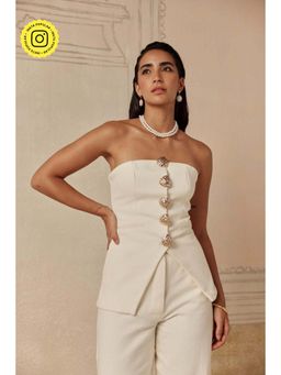 Sage By Mala - Faubourg White Waistcoat Style Top