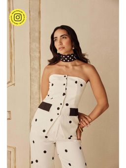 Sage By Mala - Palais White Polka Dot Top
