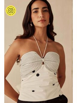 Sage By Mala - Rivoli White Polka Dot Top