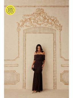 Sage By Mala - Women Brown Polyester Maxi Dress