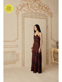 Sage By Mala - Women Brown Polyester Maxi Dress
