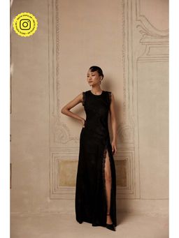 Sage By Mala - Women Black Polyester Maxi Dress