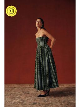 Sage By Mala - Women Green Cotton Midi Dress