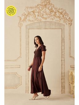 Sage By Mala - Women Wine Satin Maxi Dress