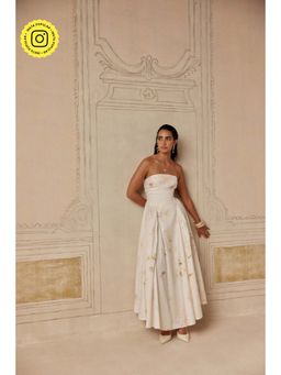 Sage By Mala - Women White Cotton Midi Dress