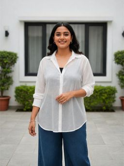 Qurvii - White Cotton Regular Shirt