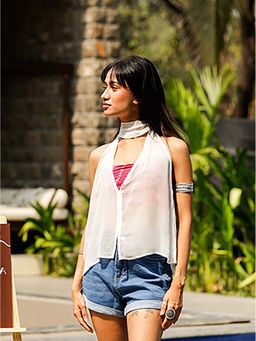 NISHORAMA - Ahana Halter Neck Top White