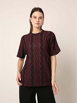 BLNK - Burgandy Textured Stripe T-Shirt
