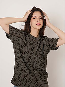 BLNK - Dark Olive Textured Stripe T-Shirt