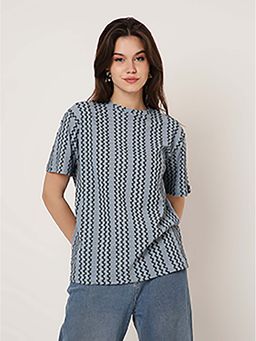 BLNK - Blue Textured Stripe T-Shirt