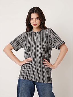 BLNK - Grey Textured Stripe T-Shirt