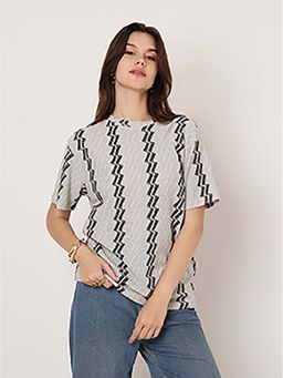 BLNK - Beige Textured Stripe T-Shirt
