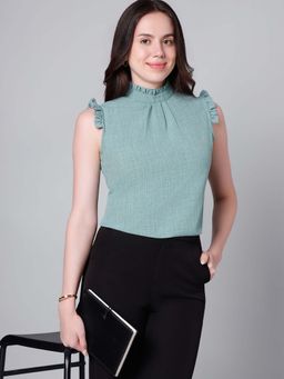 Style Quotient - Women Solid Green Polyester Top