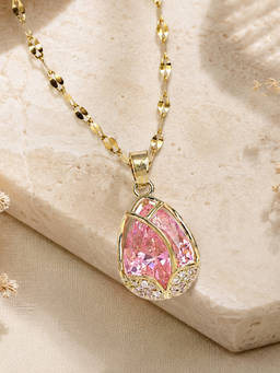 Estele - Pink Teardrop Crystal Pendant