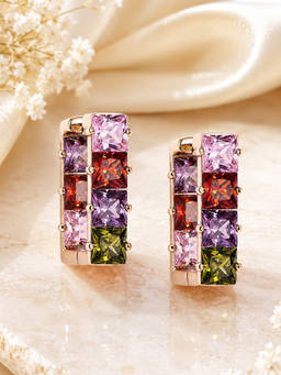 Estele - Gold Finish Multicolor Hoop Earrings