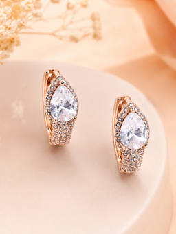 Estele - Drop Crystal Hoop Earrings
