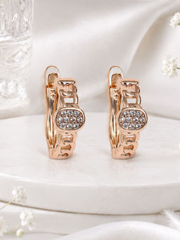Estele - Gold Finish Crystal Hoop Earrings