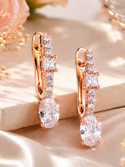 Estele - White Crystal Hoop Earrings